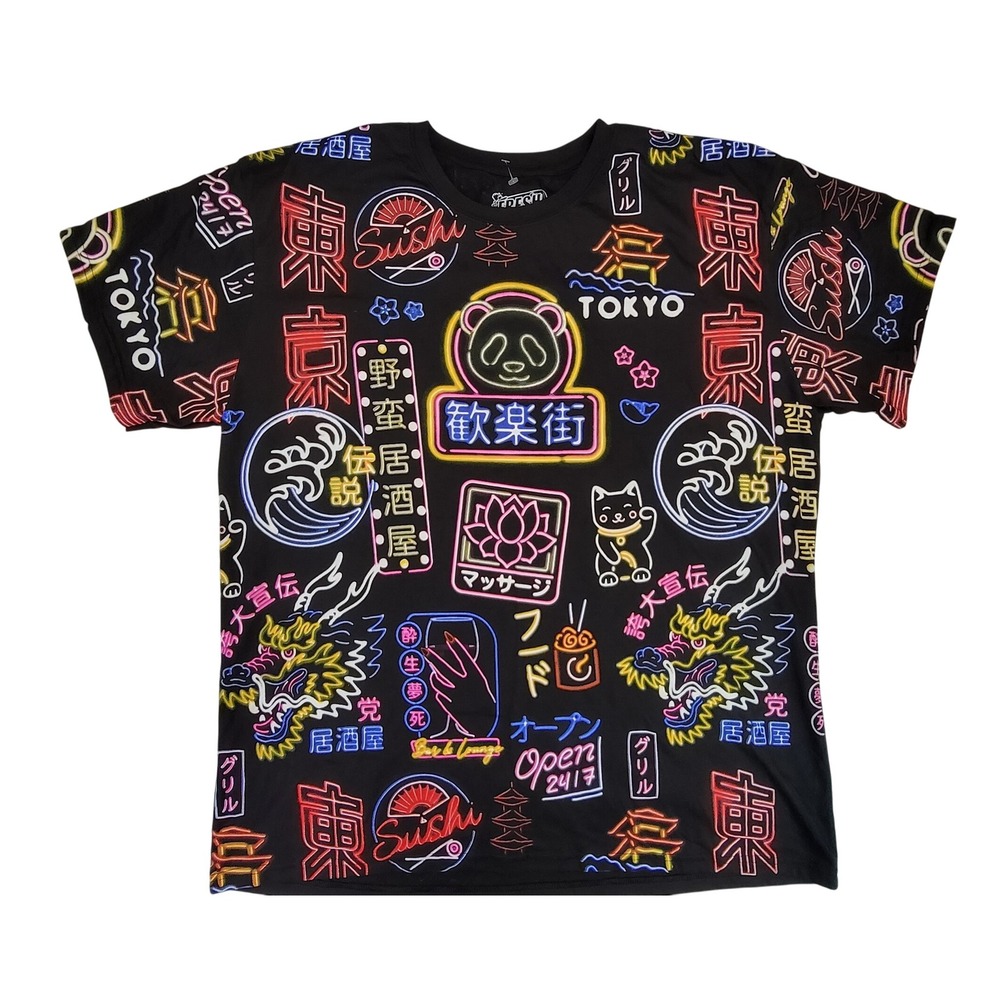 Fresh‎ Laundry Graphic T Shirt Tokyo Neon Dragon Panda Sushi All Over Print 2XL